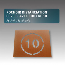 Pochoir distanciation cercle avec chiffre 10